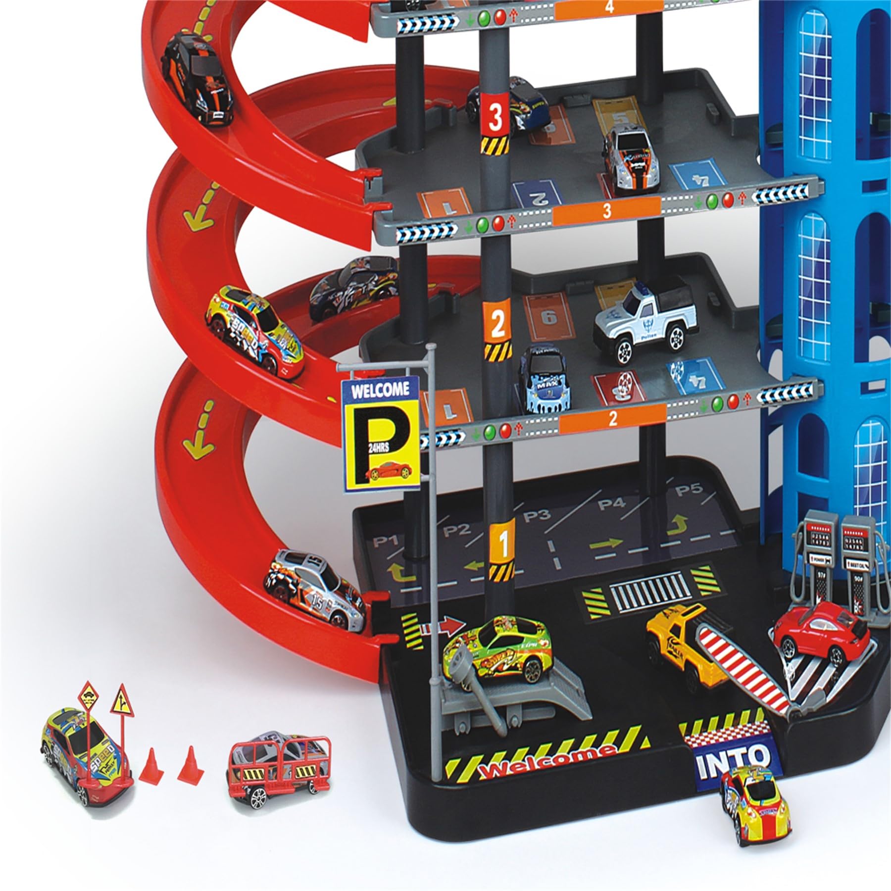 Kit de jeu avec voitures et de nombreux accessoires pour enfants - Garage jouet au choix (garage XXL avec 10 voitures de jeu)