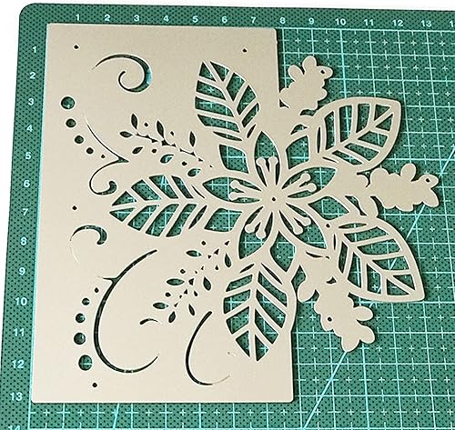 Miniatura 6 de hinana Hojas de flores de Navidad troqueladas de metal, troqueles de borde de flores, plantillas cortadas para álbumes de recortes, álbumes de
