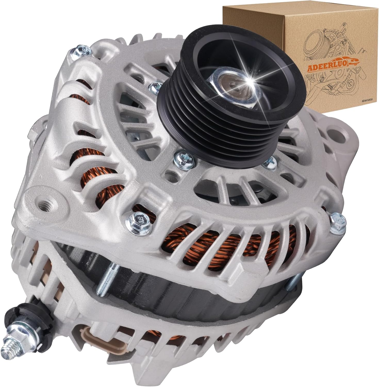 Alternator For/Nissan Altima 2007-2010, Maxima 2009-2010, Murano 2009-2014, Quest 2011-2017 V6 3.5L 12V 130Amp CW 7-Groove Pulley Upgraded High Output 23100-1AA1A A003TJ1791 11341N