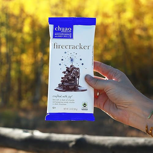 Miniatura 5 de Chuao Chocolatier Firecracker - Barras de chocolate negro  Chocolate gourmet con sal marina chipotle artesanal europeo sin conservantes  Para cestas