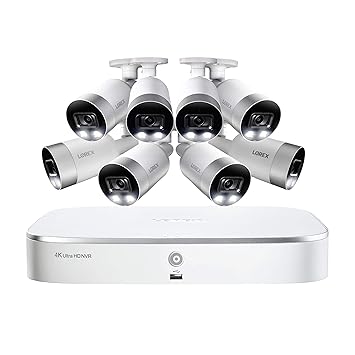 Lorex Smart 4K UHD Active Deterrence Indoor/Outdoor Security System, 8 x 4K Ultra HD IP Bullet Cameras w/Smart Motion Detection | Color Night Vision & Smart Home (8 Pack) - Incl. 2TB 8 Channel 4K NVR