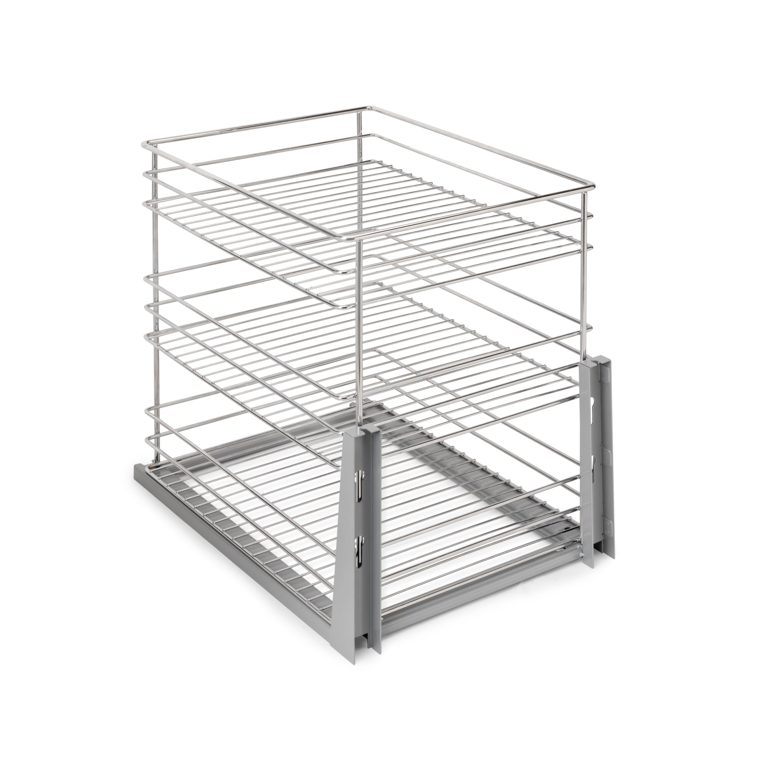 Emuca - Chariot Coulissant Supra, Fixation inférieure, Fermeture amortie, pour modules de Cuisine de 400mm, Acier, chromé