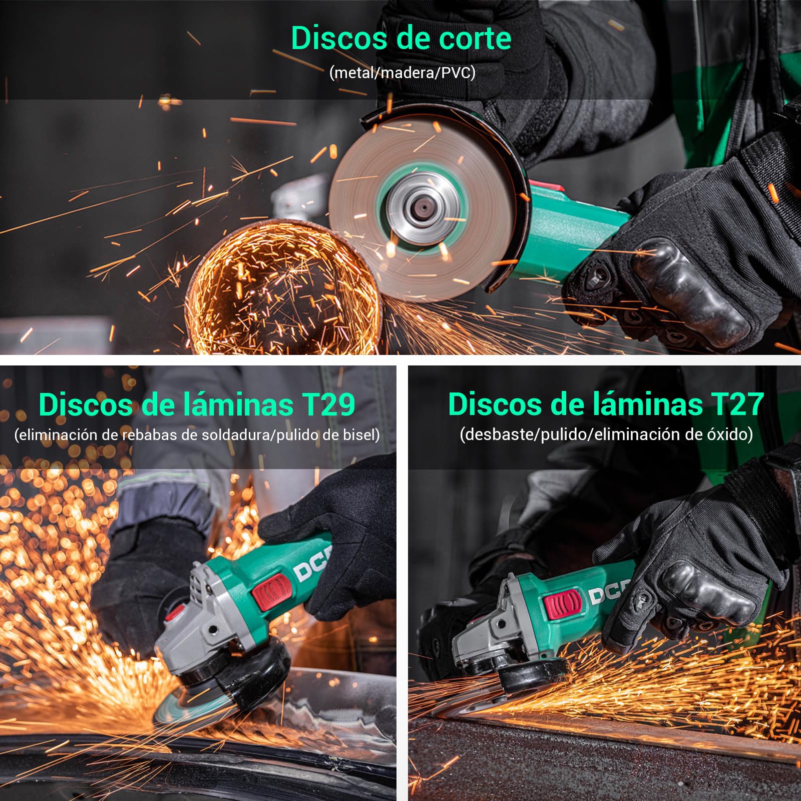 DCA Amoladora Angular 860W 125 mm, 11.800 rpm, Cuerpo Ultra Fino (Circunferencia 178 mm), Carcasa de Engranajes Compacta, 1,6 kg Ligera Radial para Corte y Lijado