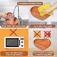 Vista 7 de VieWood Juego de 2 platos de madera con forma de corazón, platos clásicos irrompibles, fáciles de limpiar y ligeros para platos, aperitivos, postres