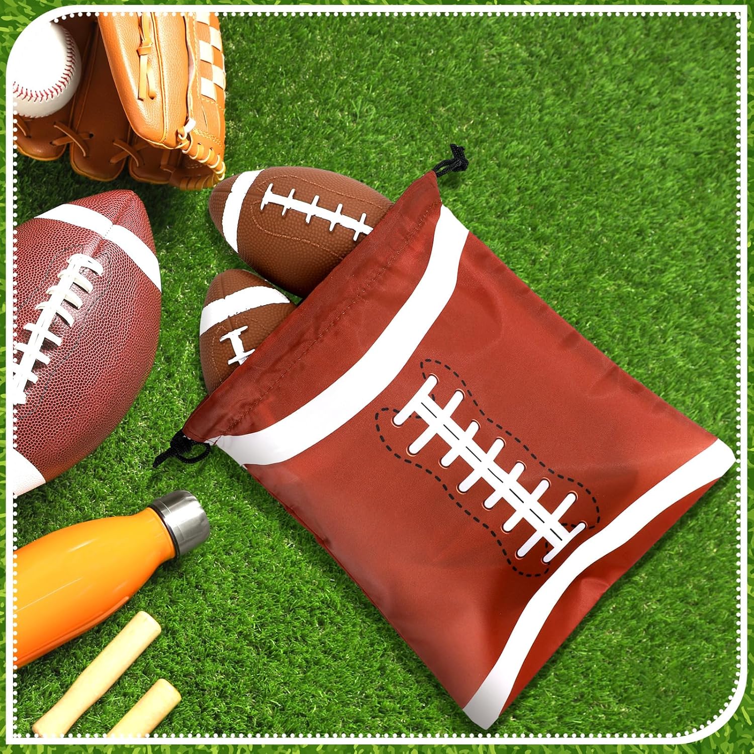 Kacctyen 24 Pcs Football Party favors Drawstring Gift Bags 10 x 12 Inch Football Super Birthday Favor Bags Bowl Soccer Goodie Pouch Bulk Sports Candy Pouches for Sports Teams Party Supplies - Image 4