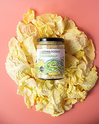Loving Foods Award-Winning *Organic & Made in the UK* Sauerkraut (475g) Raw, Unpasteurised & Bursting with Beneficial Live Bacteria (1 x Jar)