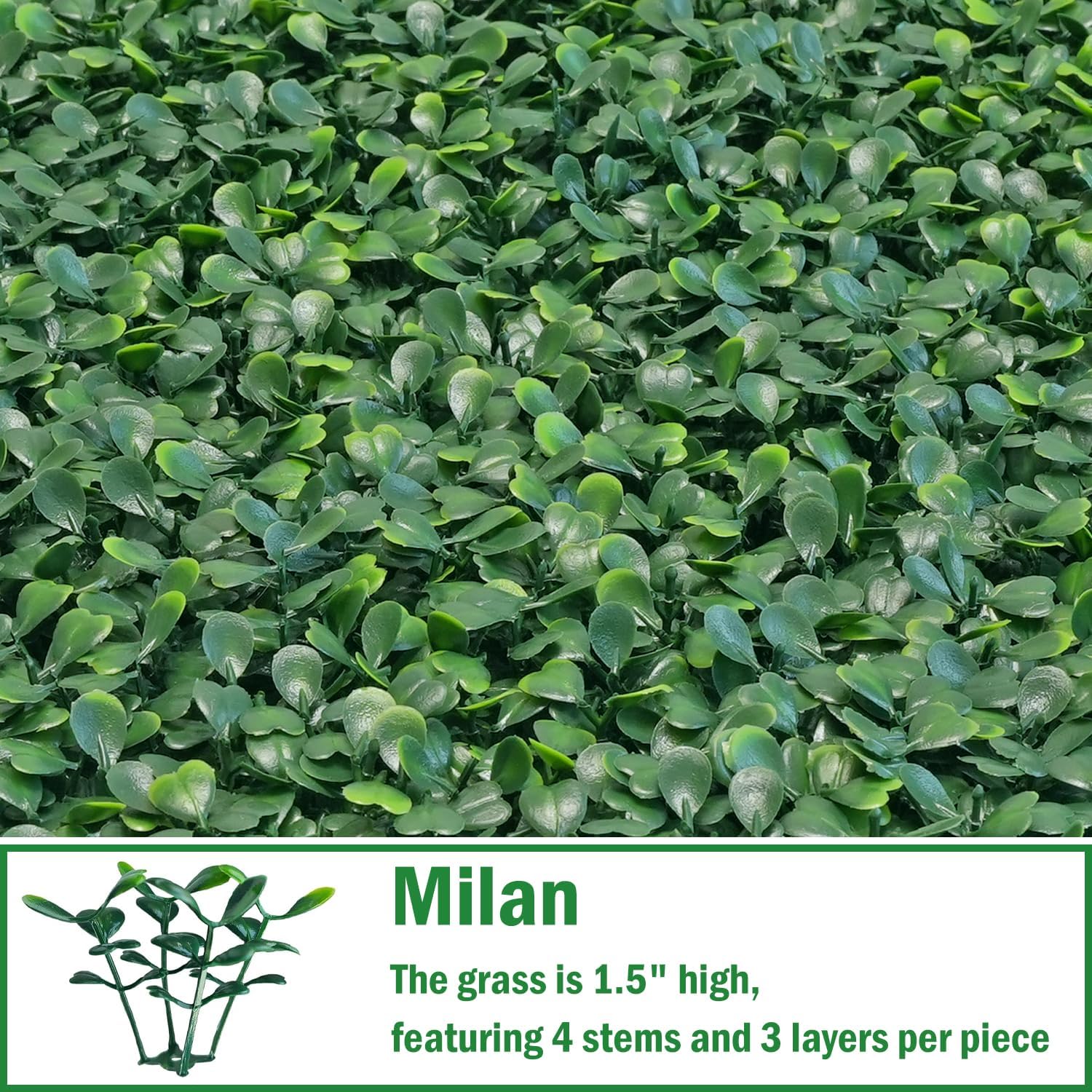 10x10Inch 12Pcs Grass Wall Panels, UV-Anti Boxwood Greenery Hedge, Odorless Artificial Fake Grass Backdrop Indoor Outdoor Privacy, Birthday Wedding Decor, 8.3 SQ FT, Milan