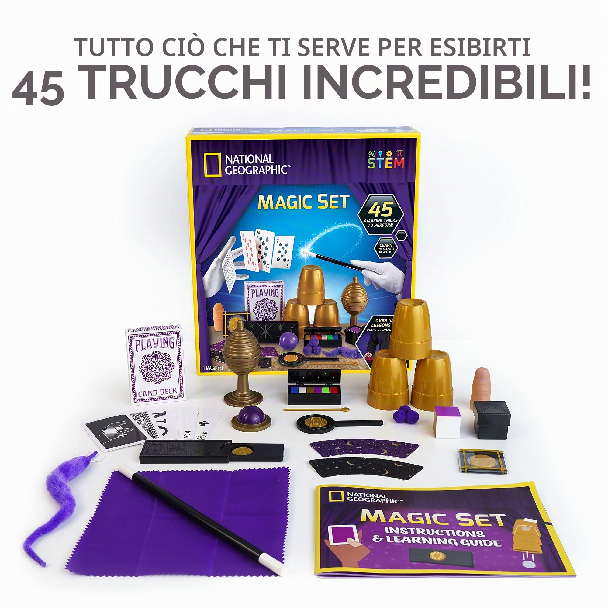 National Geographic Kids Magic Set - 45 trucchi magici per bambini da eseguire con istruzioni video passo passo per ogni trucco fornito da un mago professionista, giocattoli per ragazzi e ragazze