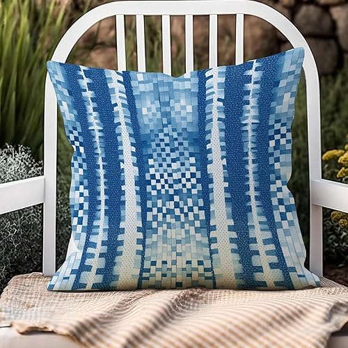 Miniatura 4 de Zyadsinoudor Asian Style Pillow Cover Antelope Aqua Animal Square Cushion Cover Chinoiserie 24x24in Decorative Pillow Home Cotton Linen Elegant