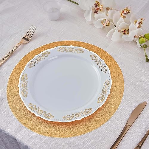 Miniatura 8 de Efavormart - Juego de 6 manteles individuales antideslizantes de piel sintética con purpurina, color champán para bodas, banquetes, fiestas, cocina,