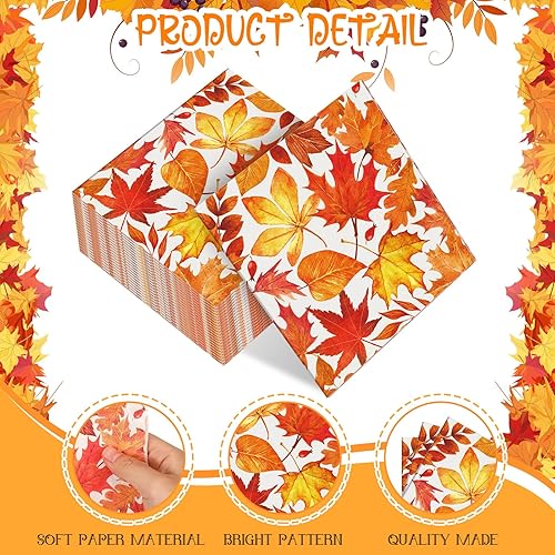 Miniatura 3 de Sherr 200 servilletas de papel desechables de otoño de Acción de Gracias, servilletas de papel desechables para decoración de mesa, toallas de mano