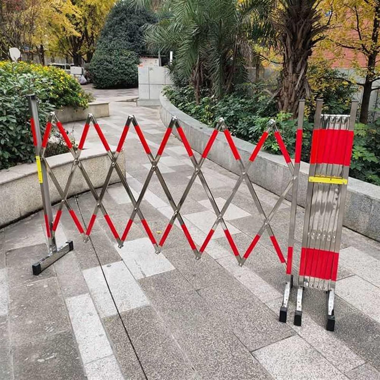 Barrera de tráfico expandible de acero inoxidable con ruedas, barandilla de seguridad portátil para taxis, puerta plegable industrial para obras de construcción, control de acceso a la entrada
