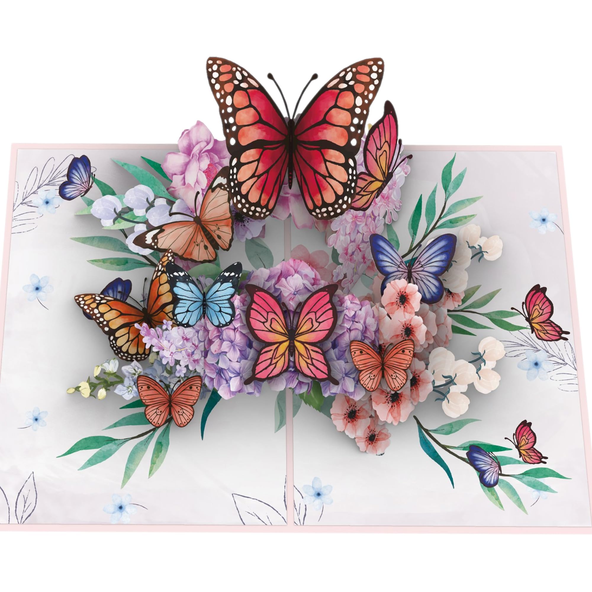 iGifts And Cards Pink Butterfly Paradise - Tarjeta de felicitación 3D desplegable de 6 x 8 pulgadas, hermoso diseño para cumpleaños, aniversarios, bodas y deseos de recuperación, ideal para mamá