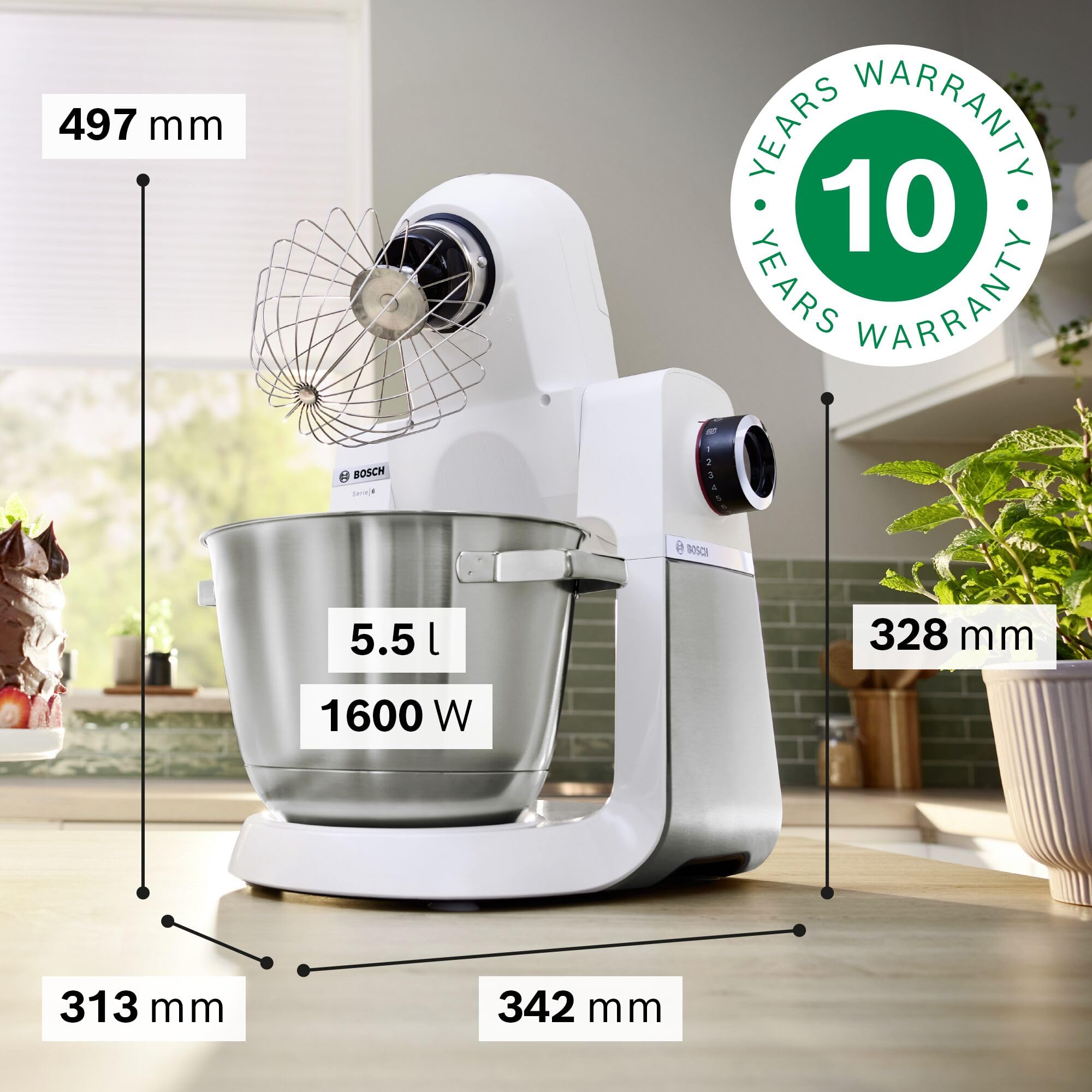 Bosch MUMS6EW18 Série 6 - Robot pâtissier, Bol inox de grande capacité