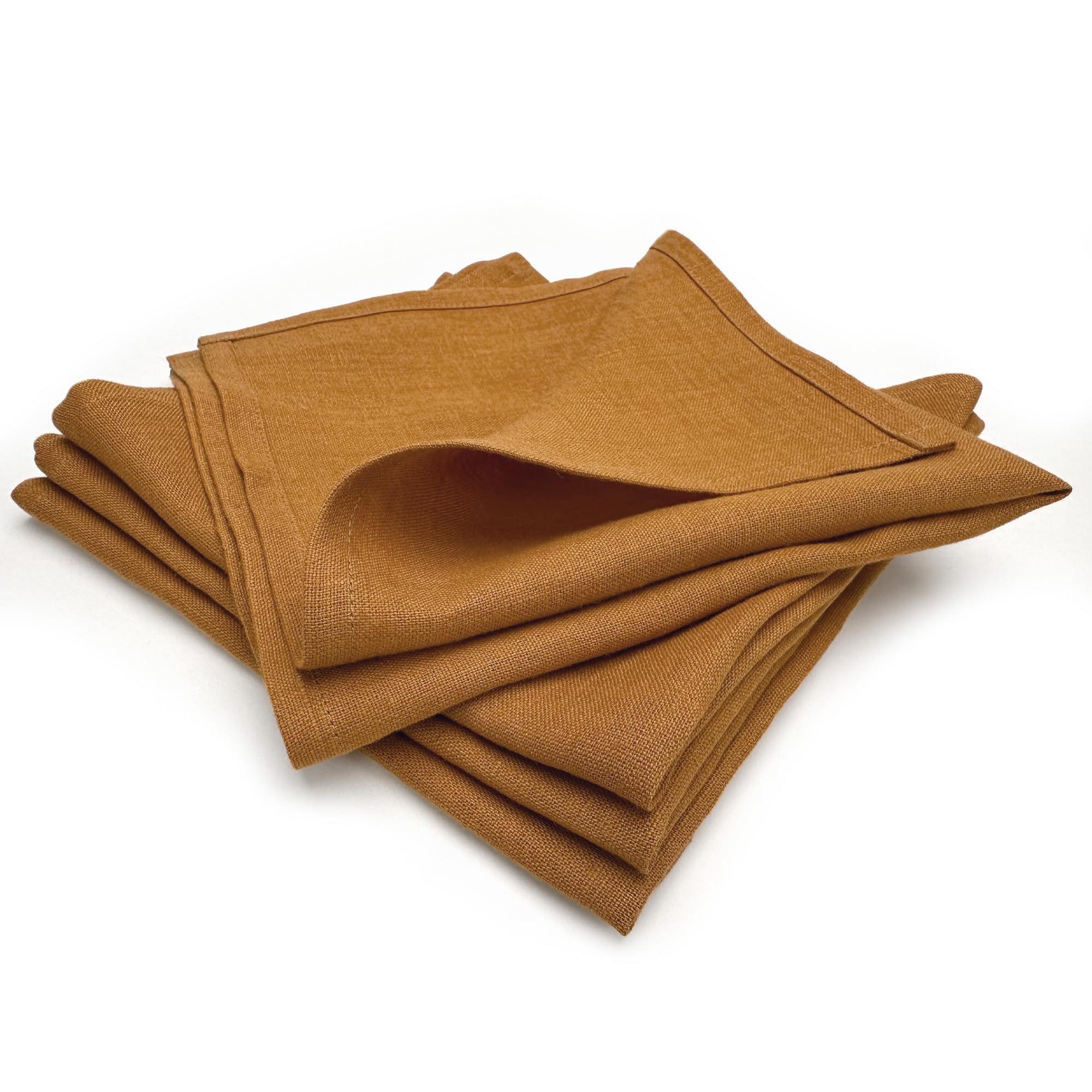 Servilletas de lino – Servilletas de tela hechas a mano 100% lino – miel – 40 × 40 cm – Juego de 4