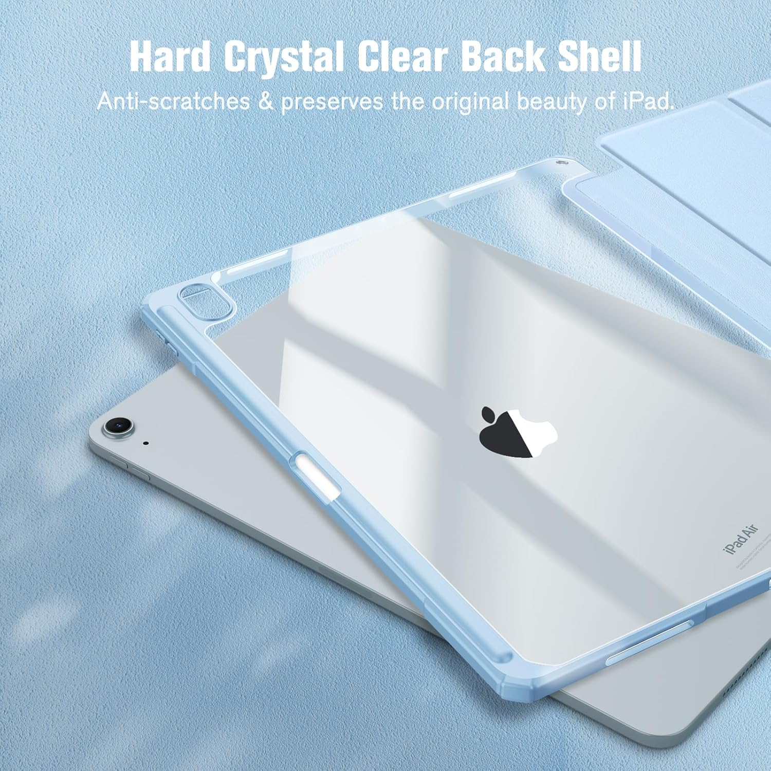 Fintie Bundle: Fintie Hybrid Slim Case for iPad Air 13-inch (M2) 2024, [Built-in Pencil Holder] Shockproof Cover Clear Transparent Back Shell + [2-Pack] Tempered Glass Screen Protector