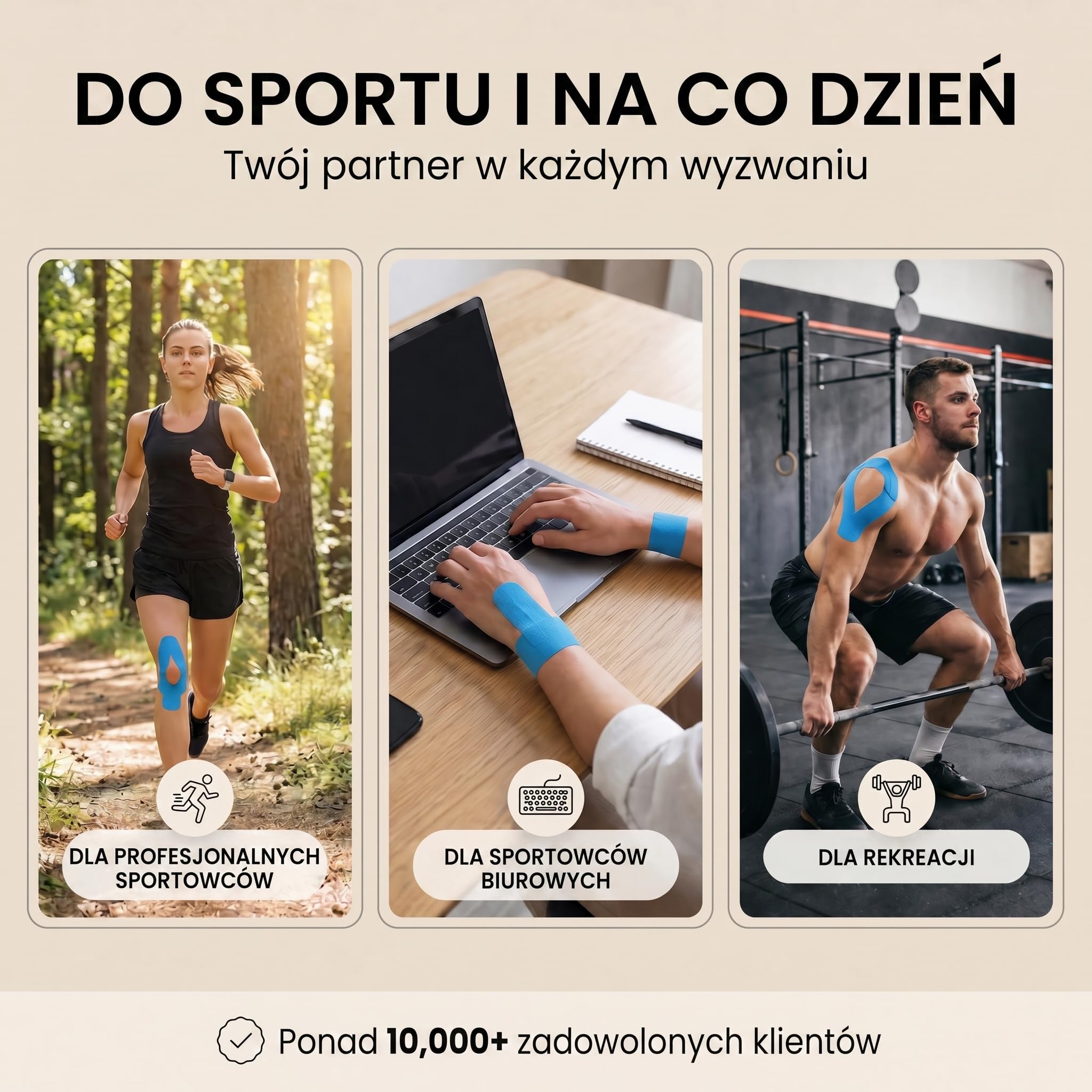 Body & Mind® Taśma Kinezjologiczna 5 m – 2,5/5/10 cm, Hipoalergiczna | Wodoodporna taśma kinesio do kolana, barku i pleców – 6 kolorów, rozciągliwość do 140%