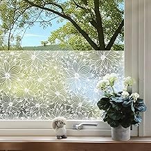 dktie Window Film, White Openwork Floral Pattern Privacy Film, Static Adhesive UV Protection and Anti-Glare Protection, Privacy Screen Tinted, Window Decoration 44.5 x 200 cm