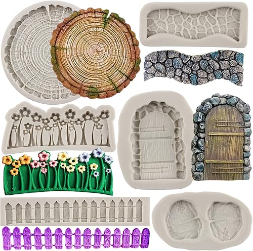 MYPRACS Molde de fondant de tocón de árbol, hada encantada, para jardín, valla, moldes de silicona, para puerta de carretera, molde de caramelo para disponible en Yaxa Colombia