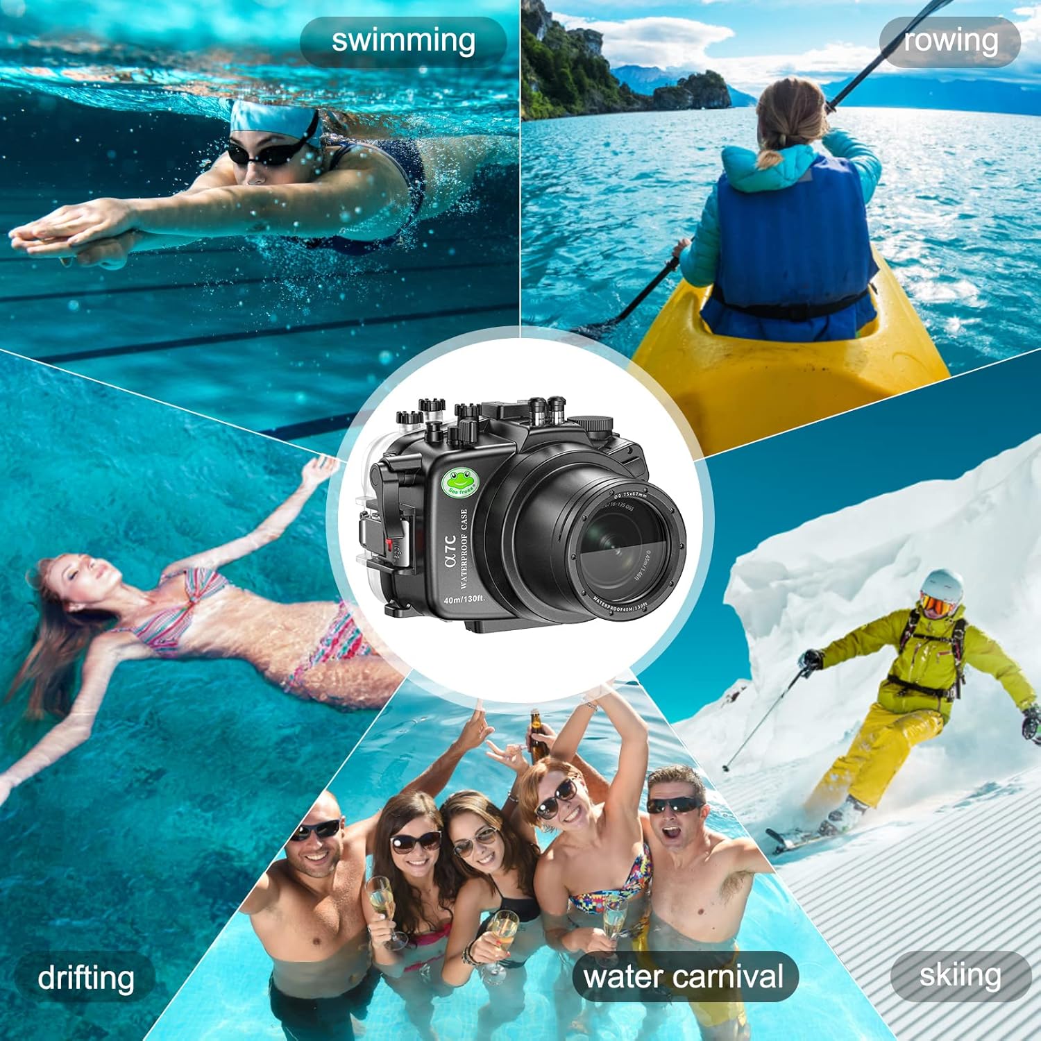 Sea frogs Waterproof Camera Housing Compatible with Sony A7C 28-70MM IPX8 40m/130ft Maximum Diving Depth Underwater Camera Case for Diving, Surfing, Rowing, Skiing