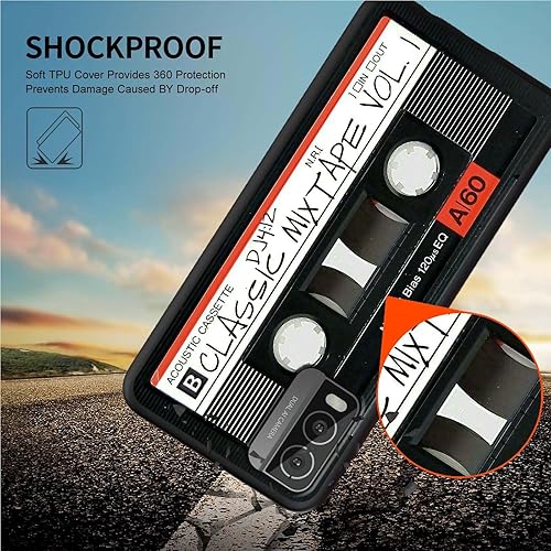 Miniatura 3 de Funda de teléfono para Nokia C210 para Nokia C210 2023 Cassette de audio retro, patrón elegante para mujer, diseño delgado y suave de goma de