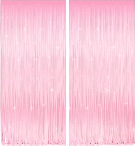 Miniatura 23 de Melsan - Telón de fondo de flecos de aluminio, paquete de 2 cortinas de flecos de papel de oropel de 3.2 x 8.2 pies, cortinas de flecos brillantes