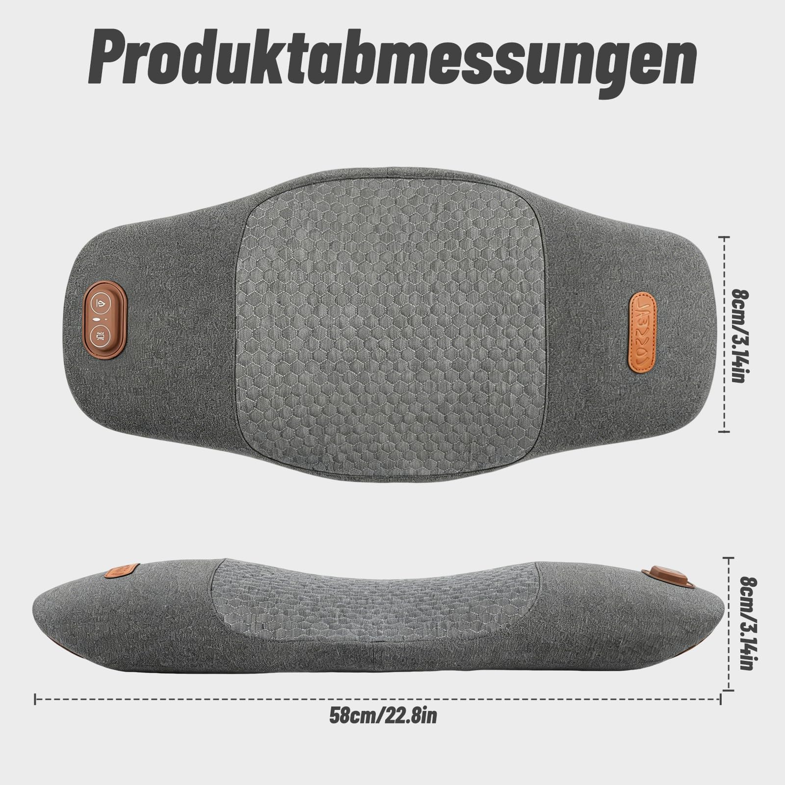 Rückenmassagegerät,Massagekissen Lendenwirbelkissen mit Wärme- und Vibrationsmassage, 5-Sekunden-Memory-Schaum, 26° Lendenstütze, Ergonomisches Rückenkissen für Bürostuhl, Auto, Bett und Sofa