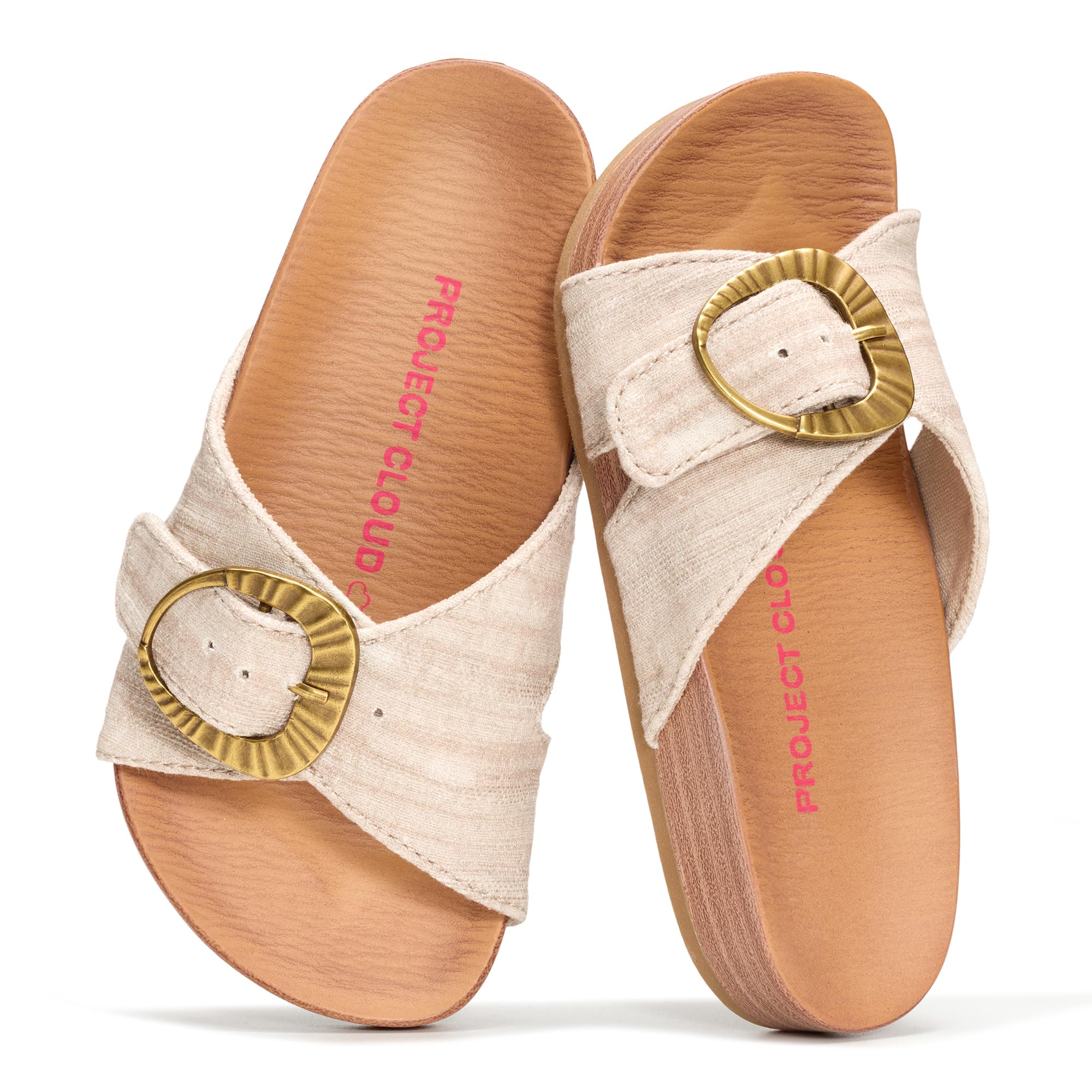 Project Cloud Girls Sandals - Adjustable Buckle Toddler Slides with Plush and Soft Insole Kids Sandals - Non-Slip and Lightweight Slides for Kids (Beaming Kids) — view 5