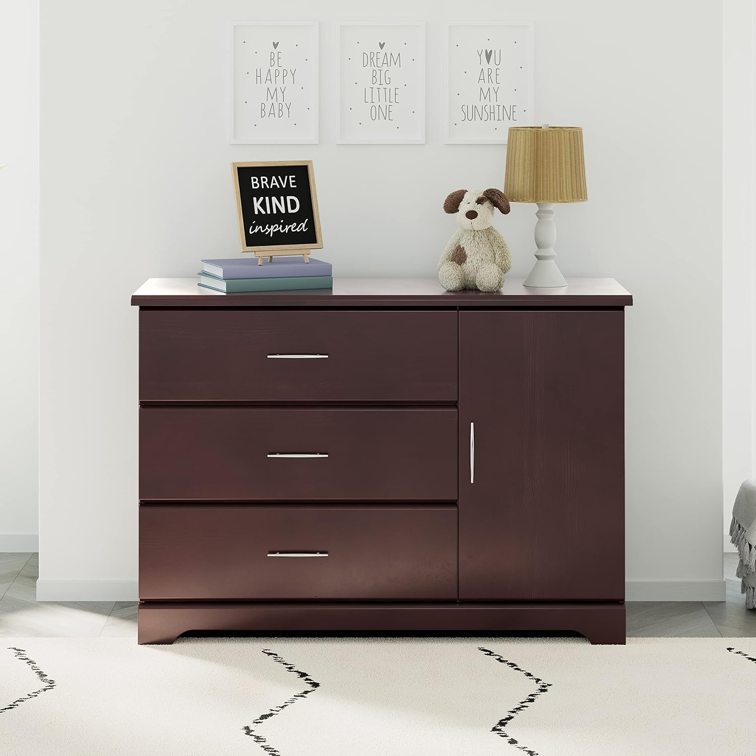 Storkcraft Brookside 3 Drawer Combo Dresser (Espresso) – Baby and Kids Bedroom Organizer, Nursery Chest, Storage Dresser With Drawers, Universal Design : Baby