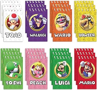 Mario Birthday Party Supplies - 24Pcs Mario Themed Notepads for Mario Birthday Party Favors, Mario Game Prizes, Goody Bag Treat Bag Stuff for Mario Party