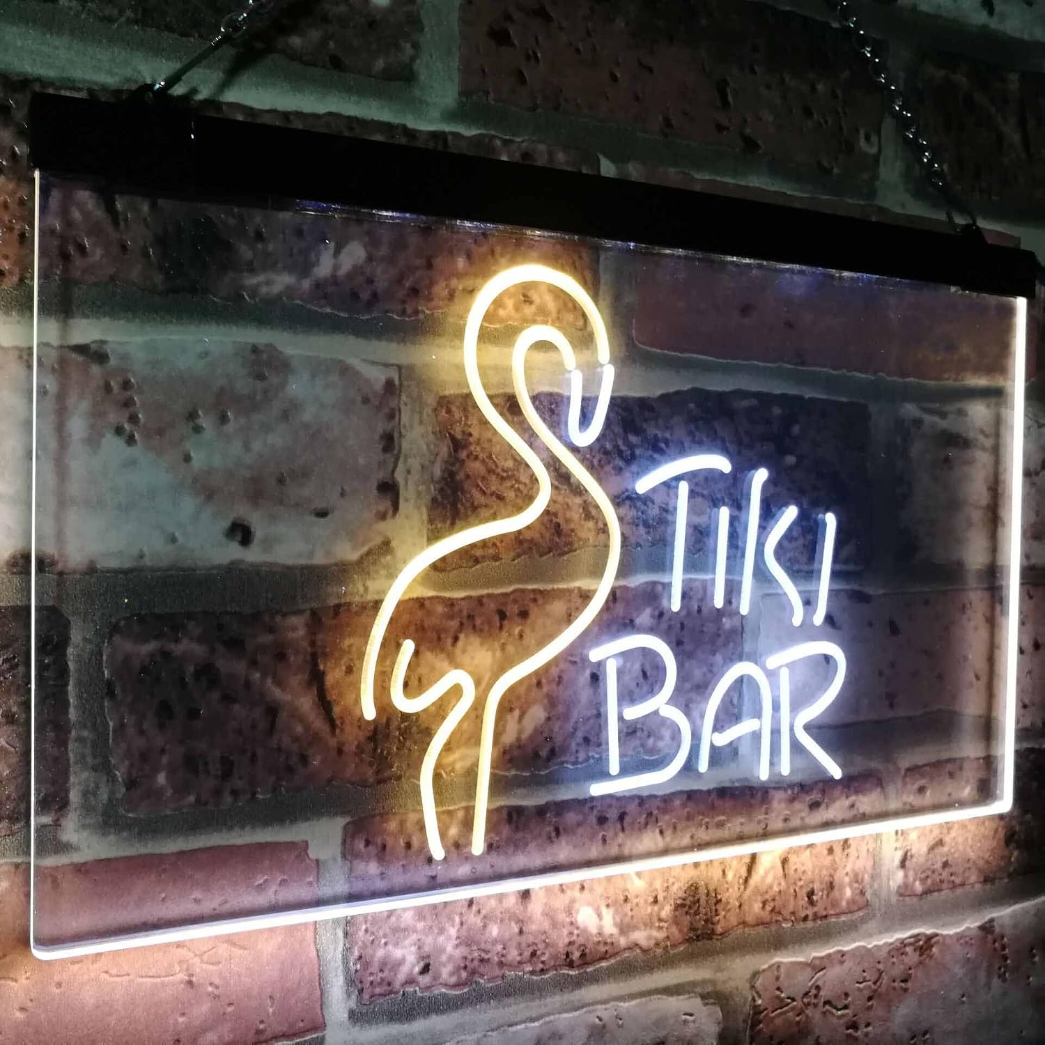 ADVPRO Flamingo Tiki Bar Beer Room Decoration Dual Color LED Neon Sign White & Yellow 24" x 16" st6s64-i2324-wy