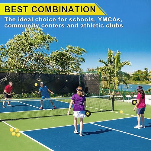 Miniatura 6 de Amicoson Paletas de pickleball - Juego de 4 paletas de madera, bolas para interiores y exteriores, agarre ergonómico, 8 bolas y 1 bolsa de transporte
