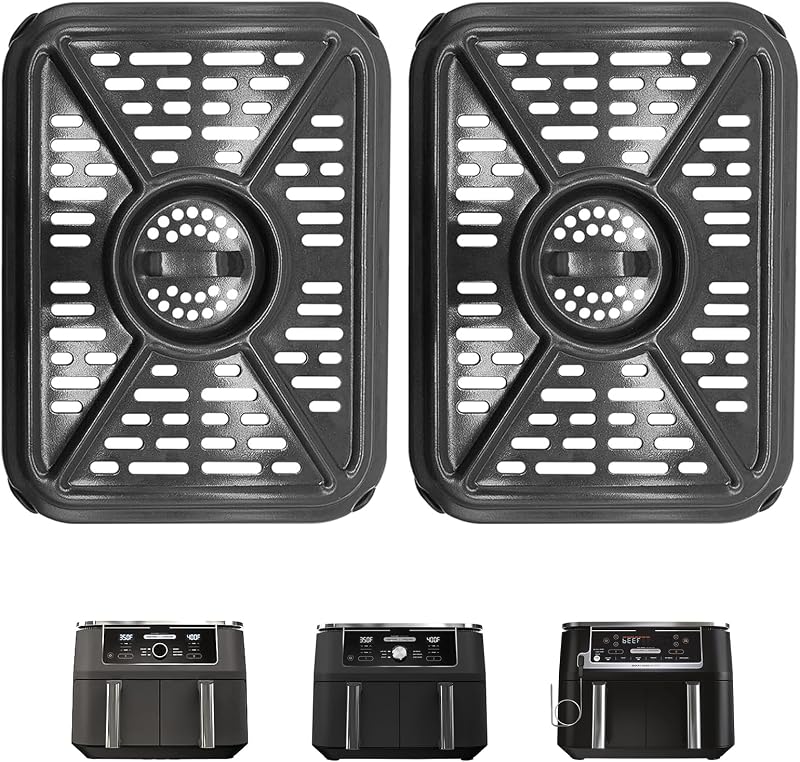 GCQ Air Fryer Grill Pan for Ninja Foodi DZ401 DZ550 10 Quart DualZone XL 2 Baskets Air Fryer, Replacement Air Fryer Crisper Plate Grill Plate Tray Accessories, Dishwasher Safe