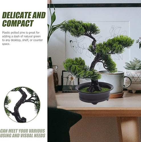 Miniatura 3 de Planta artificial en maceta, árbol bonsái, árbol de pino acogedor, simulación, planta en maceta, planta artificial, bonsái, planta de casa falsa,