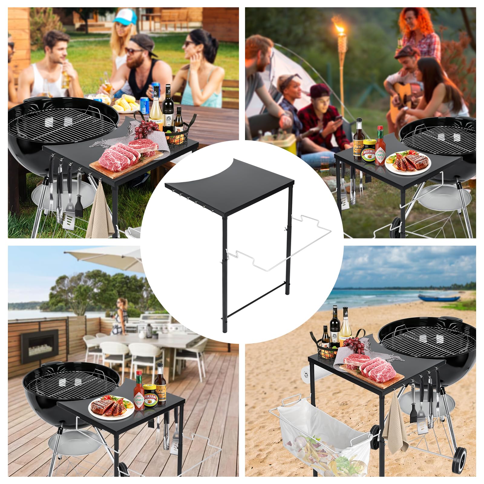 GFTIME Weber Smokey Mountain Table d'appoint pour barbecue sphérique Weber Kettle 47/57/67 cm, barbecue au charbon de bois Master-Touch, accessoires de barbecue de qualité supérieure