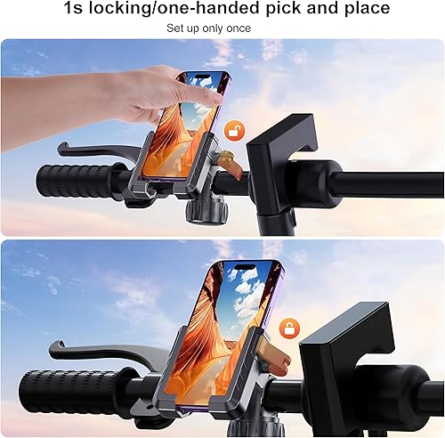 Miniatura 4 de Soporte para teléfono de motocicleta, compatible con cámara Soporte para teléfono de bicicleta, rotación de 360, soporte para teléfono de bicicleta,