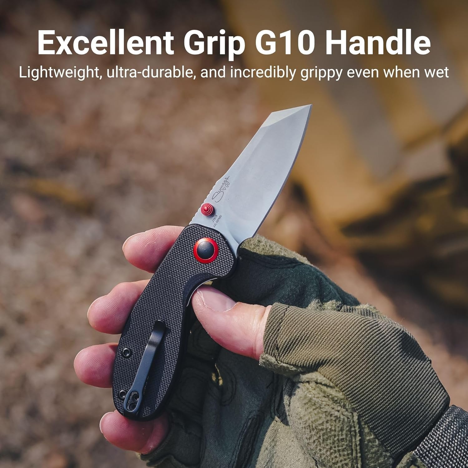 CJRB Maileah Pocket Knife with 2.39’’ AR-RPM9 Powder Steel Blade Folding Knife with G10 Handle Tactical Knife & EDC Knife Pocket Knife for Men Ideal for Outdoor Survival Camping Hunting, 1918 Black