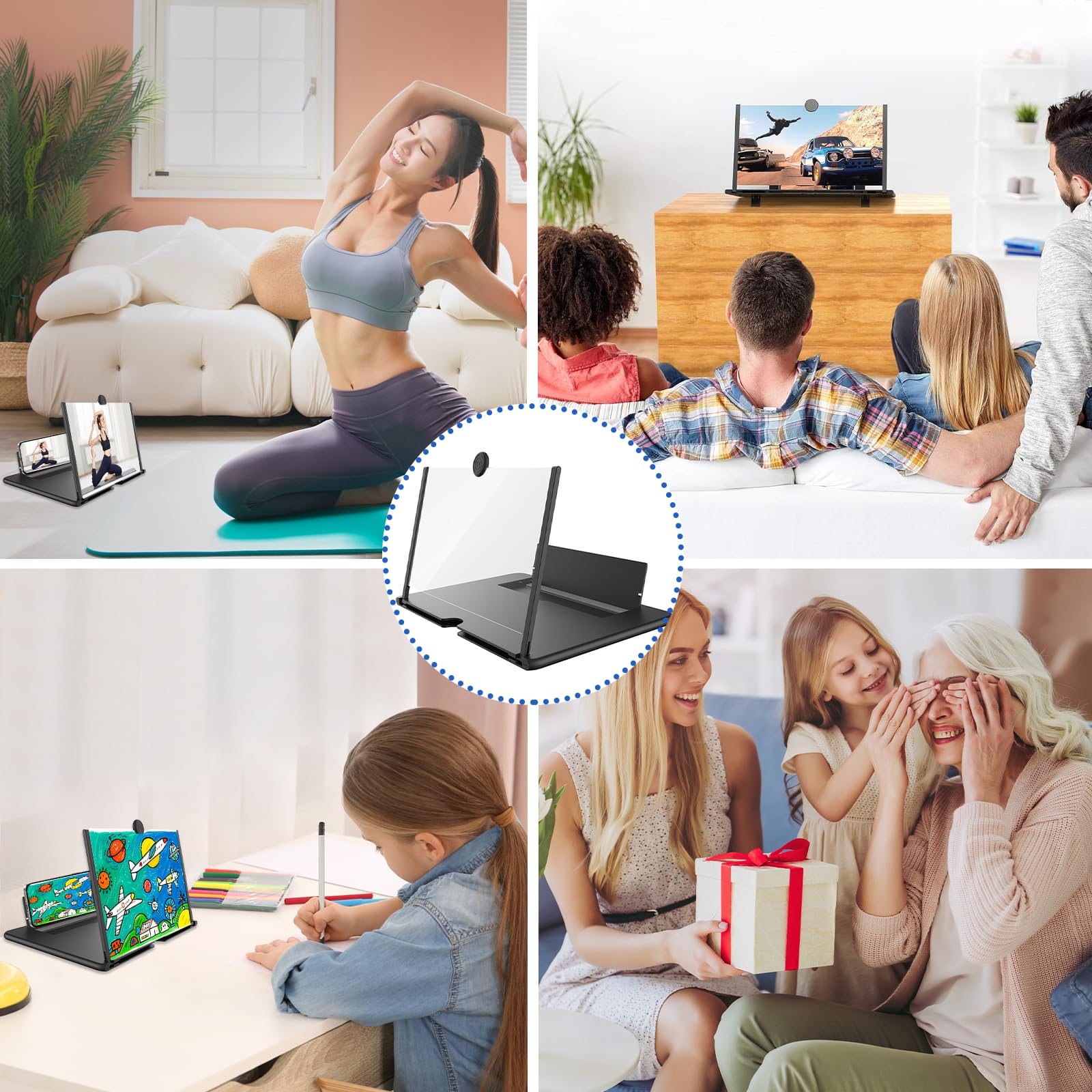 18 Pouces Agrandisseur Ecran Telephone – 3D HD Loupe pour Telephone Portable, Anti-Lumière Bleue, pour Regarder des Vidéos, Tous Les Smartphones (Noir)