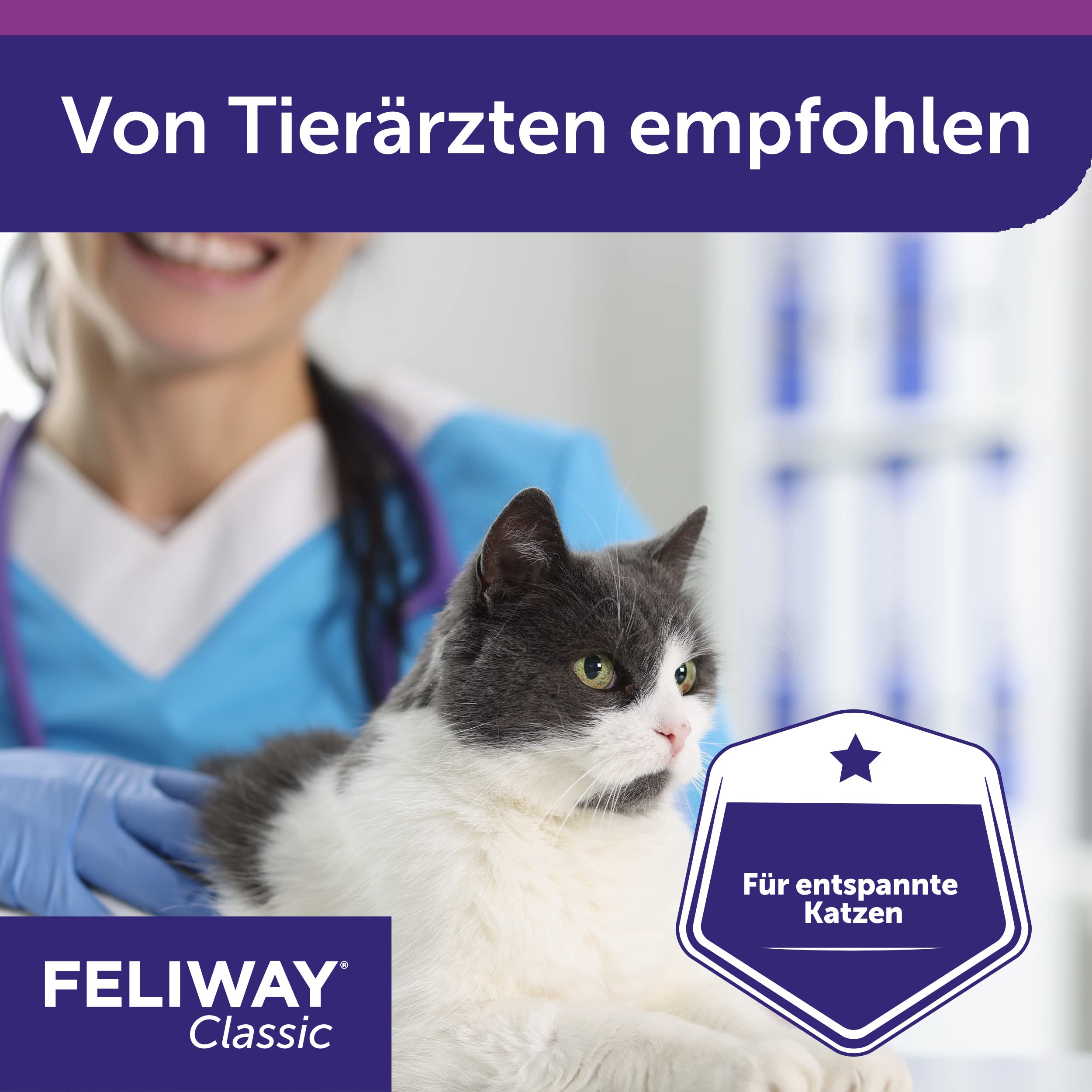 FELIWAY Classic Vorteilspack für Katzen | 3x Nachfüllflakon (neu) | Pheromone zur Reduktion von Stressverhalten | kontinuierliche Entspannung für Ihre Katze | 3x 48ml