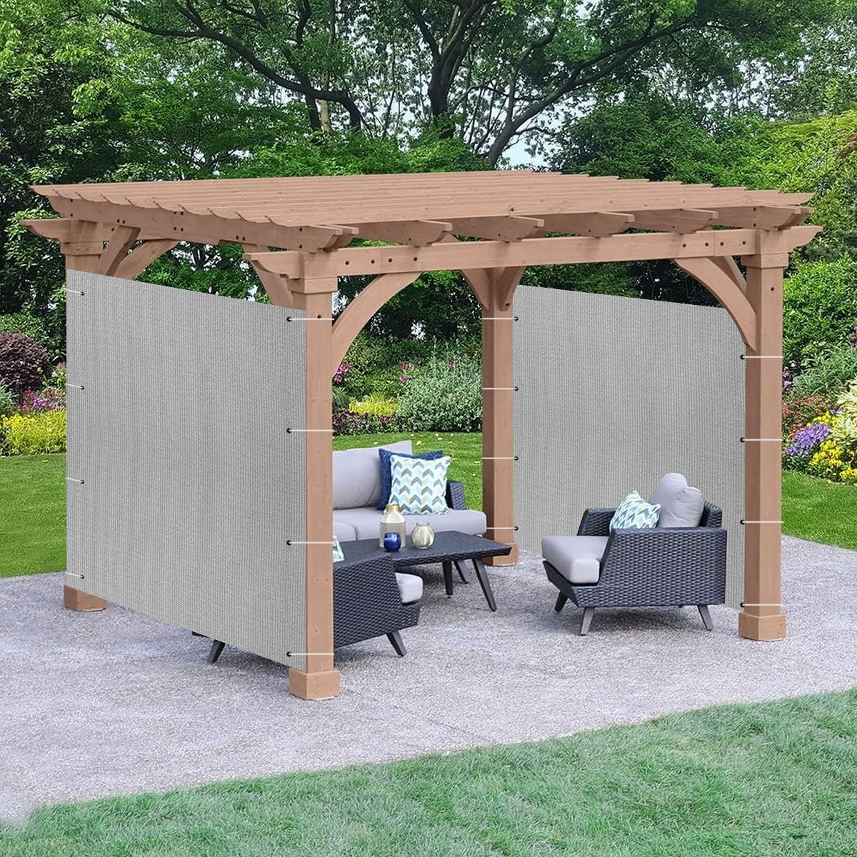 6' x 5' Grey Sun Shade Panel Privacy Screen, 95% UV Blockage Awning Shelter Fabric Cloth Screen for Pergola, Gazebo, Window, Patio - Heavy Duty Commercial Grade (Custom Size - Made in USA)