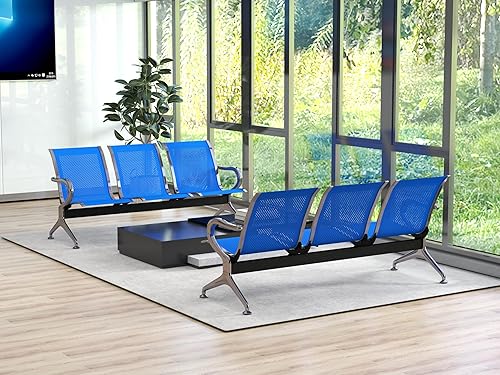 Miniatura 31 de Kinsuite Sillas de recepción de aeropuerto de 2 asientos, silla de sala de espera con brazos, asiento de banco de recepción de metal, sillas