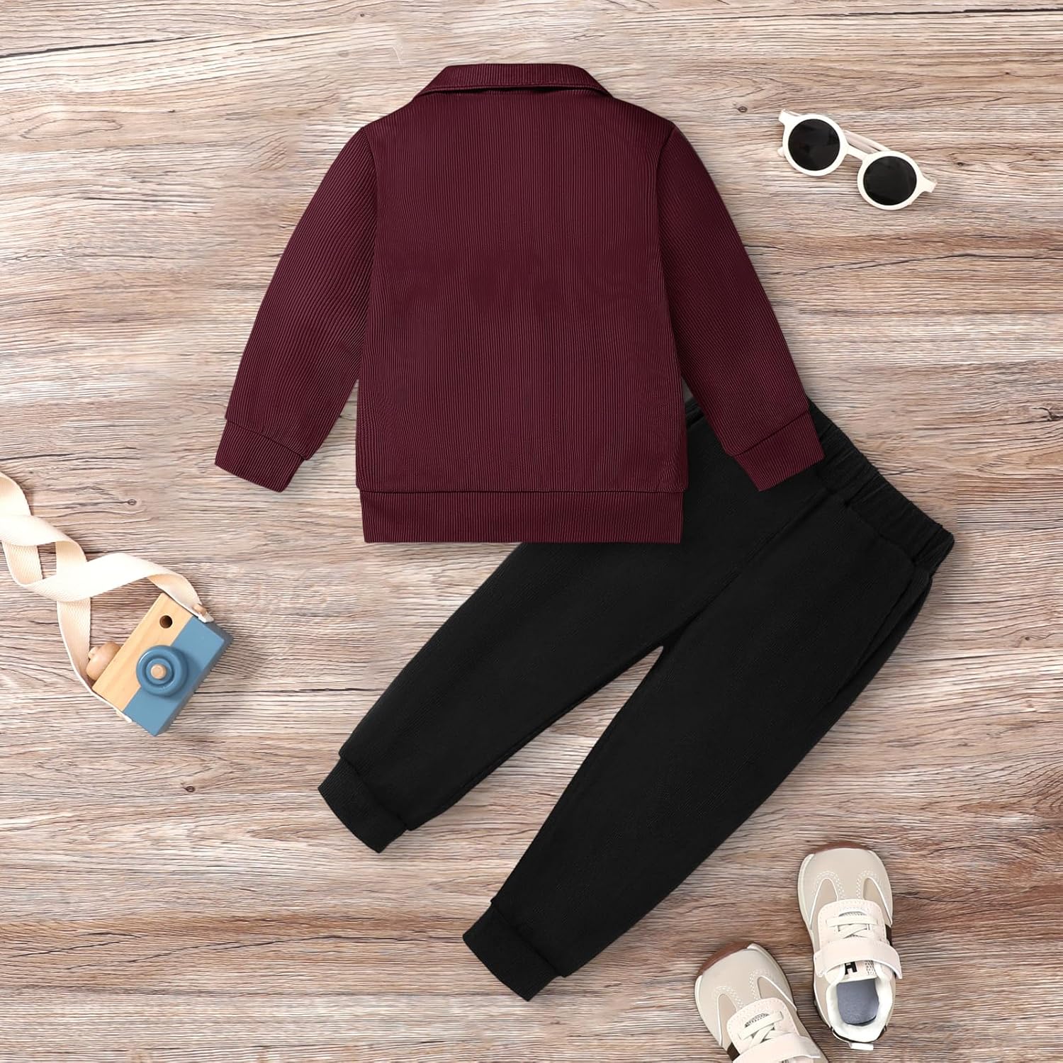 YUEMION Toddler Boy Clothes 2PCS Fall Winter Baby Boy Outfit Long Sleeve Solid Sweatshirt +Pants Sweatsuit Clothing Set 1-5T