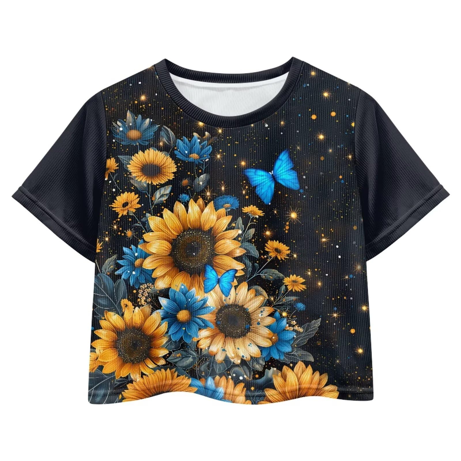 Cute Crop Tops for Girls Short Sleeve Summer T Shirts Fashion Graphic Tees Crew Neck Pullover Tee 5-14 Years
