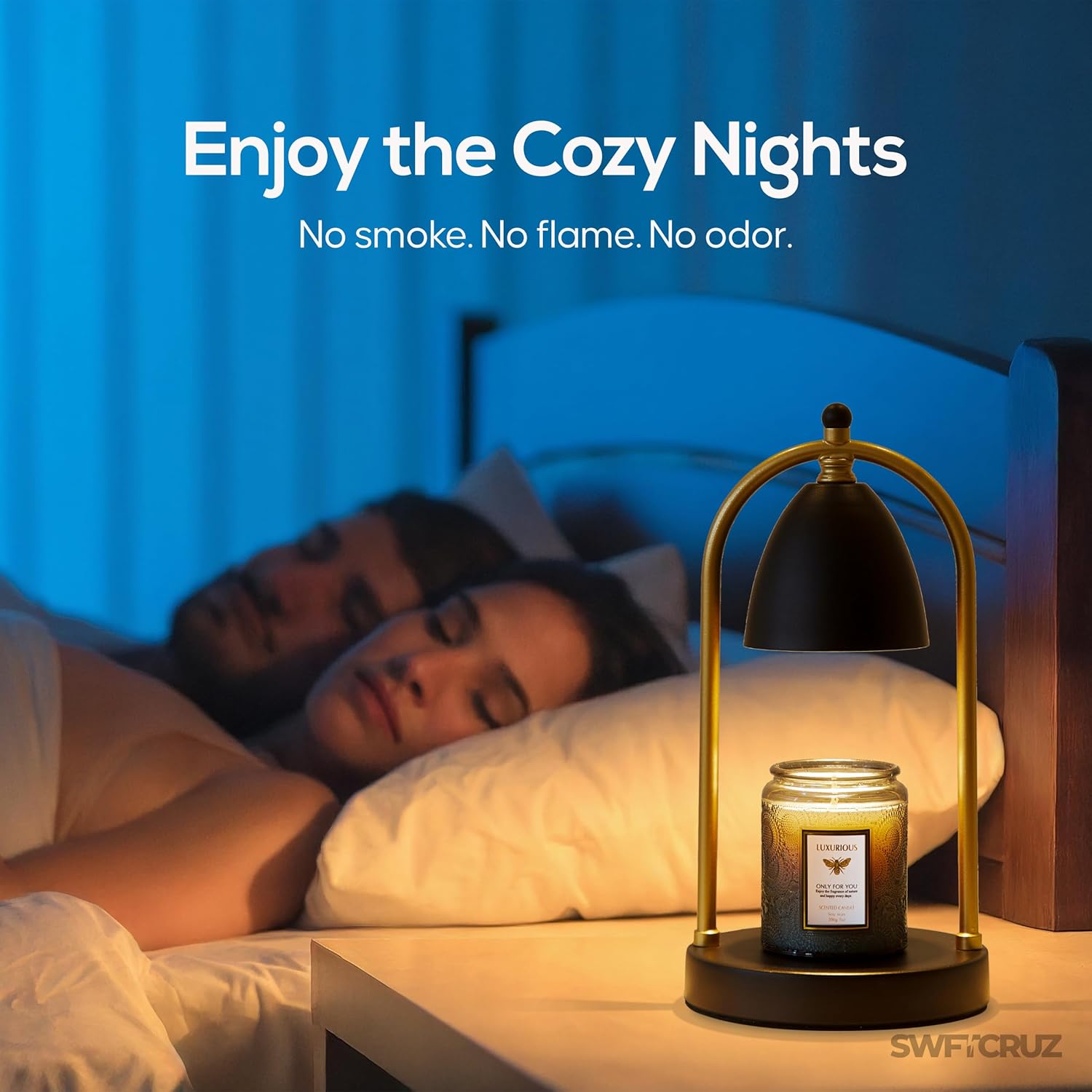 Candle Warmer Lamp with Timer & Dimmable Brightness – 50W GU10 Bulb Included – Home Fragrance Warmer - Fixed Height for Candles Up to 15cm (Black)