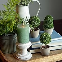 Vista 7 de WHW Whole House Worlds Topiario escultórico de boj sintético realista, juego de 3, hojas rizadas, cono y bolas, maceta de piedra gris, cada una