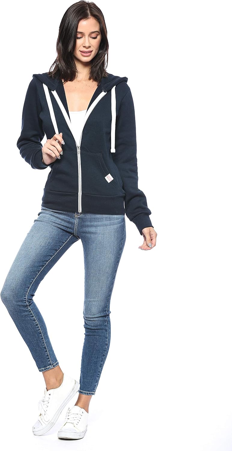 Urban Look Womens Active Long Sleeve Fleece Zip Up Hoodie with Plus Size
