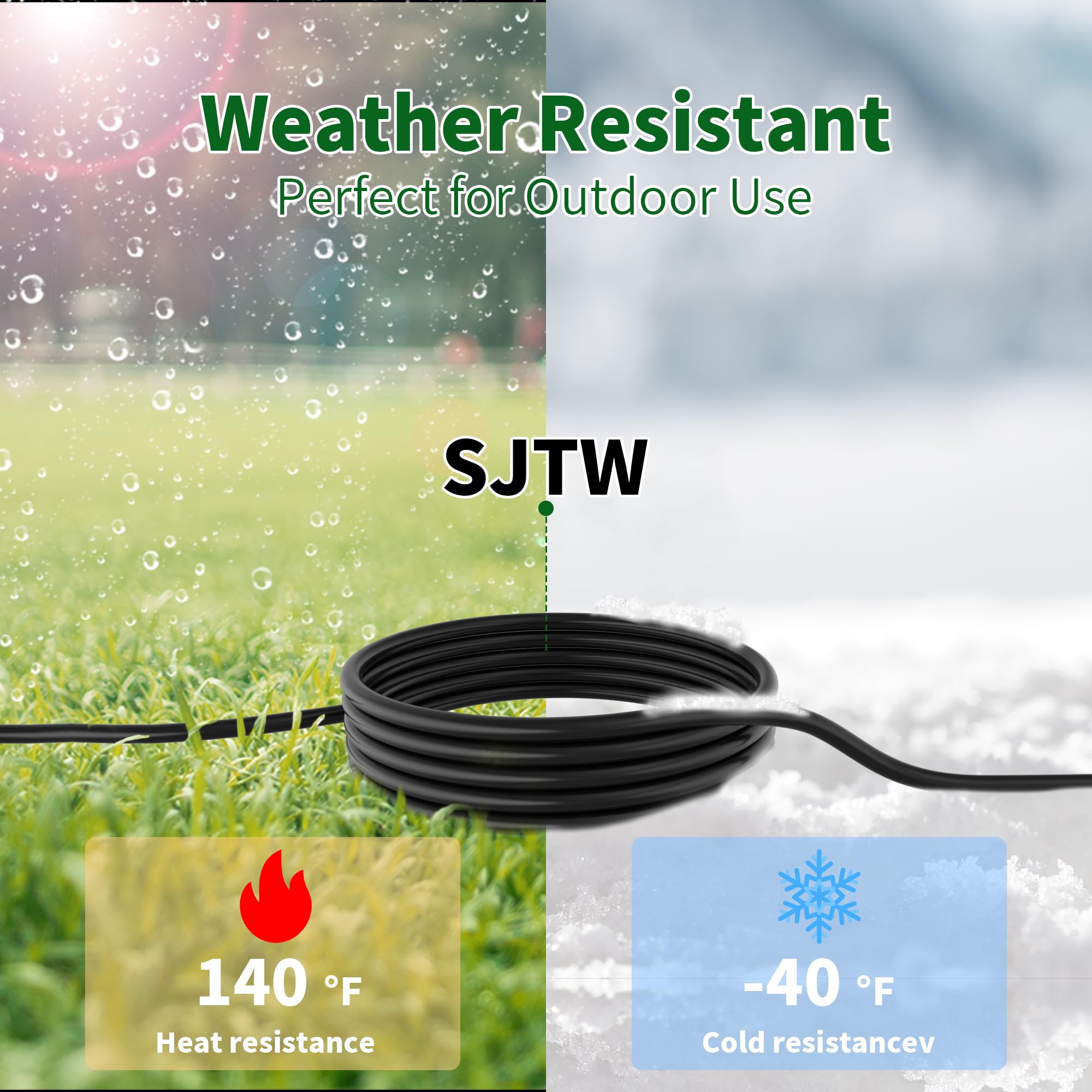 2 Way Power Cord Splitter Cable-3 Prong 1 to 2 Extension Cord-Outlet Saver-Elecan Male to Female Y Splitter Power Extension Cable Strip–UL Certified SJTW 16 Gauge 13 A/125 V–1.2 Feet Black
