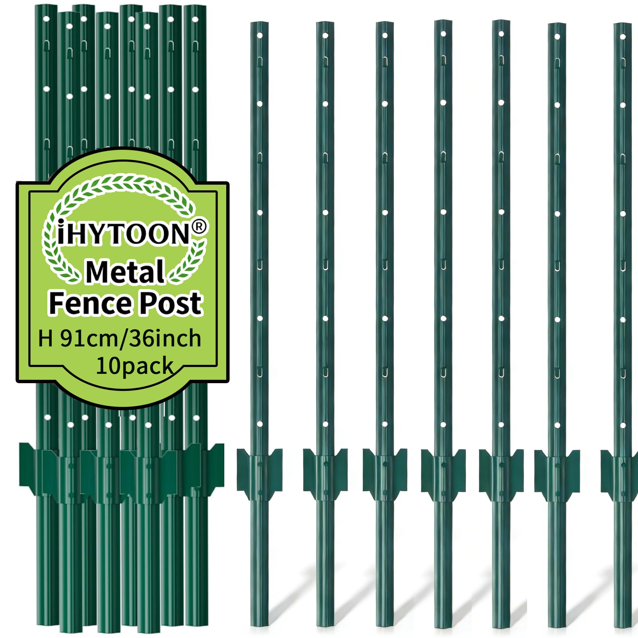 iHYTOON 91cm Zaunpfosten 丨 Robuste und langlebige Metall Zaun Pfosten-Pack von 10, No-Dig Garten U Pfosten für Draht Fechten Stahl Zaun Pfosten für Hof, im Freien (10)