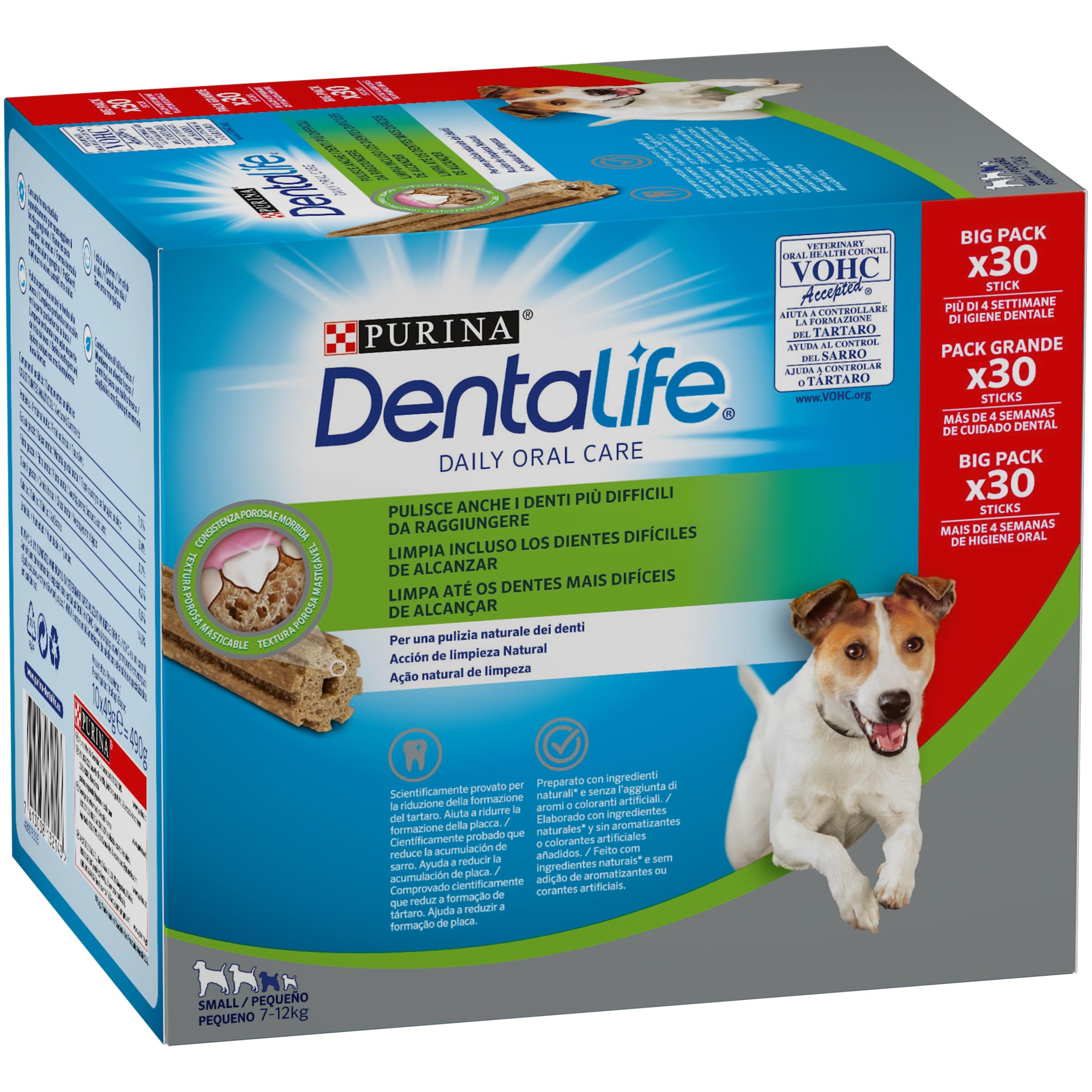 Purina Dentalife Daily Oral Care Small, Snack Dental, premio para perros pequeños, Mini , 2 packs de 30 sticks - 60 sticks