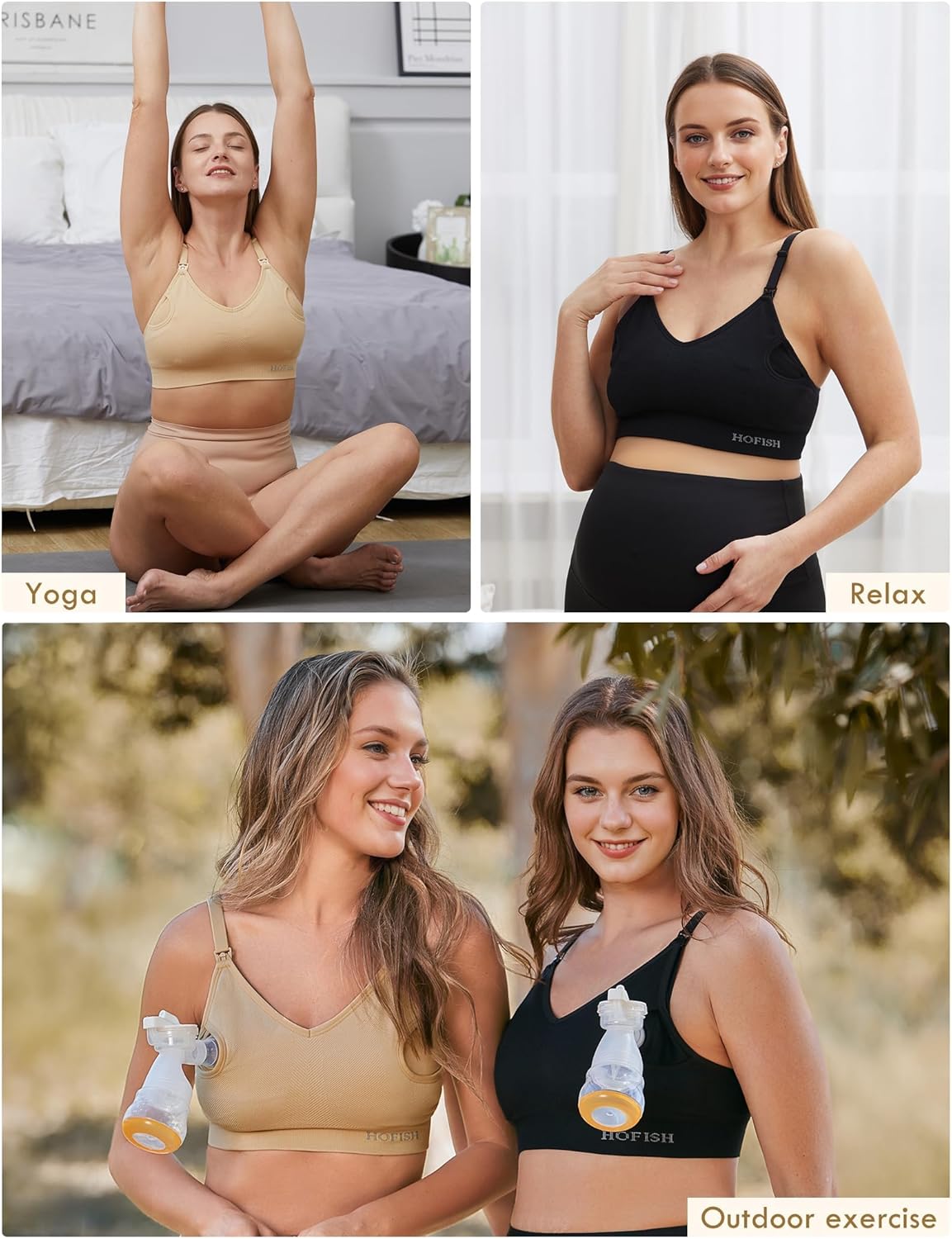 HOFISH Pumping Bra Hands Free Support Nursing & Pumping Bra in One Ultra-Soft Breast Pump Bra All Day Wear - Image 6